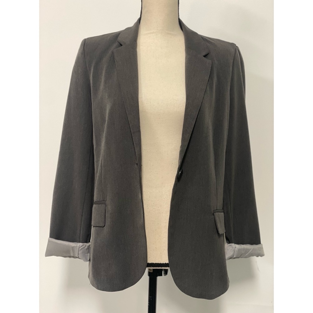 Ambiance Rolled Cuff Blazer Gray Size M - Picture 9 of 12
